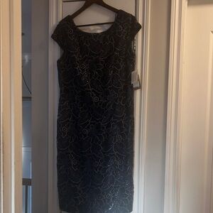 Alex Evenings Midnight Blue Lace Midi Dress